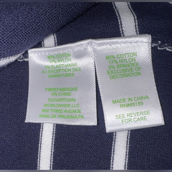 EUC Lilly Pulitzer Perelle Sweater Off The Shoulder Navy Gold Small Nautical - Picture 10 of 10